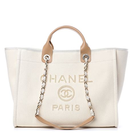 chanel deauville tote tan|Chanel deauville tote large size.